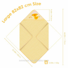 Enveloppe 100% coton biologique en canard mignon jaune extra doux Grande taille 82 * 82 cm Taille serviette bébé